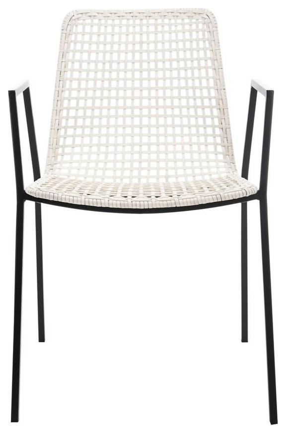 Baker Leather Woven Dining Chair  Set of 2  White/Black   Tropical   Dining Chairs   by V.S.D Furniture  Houzz