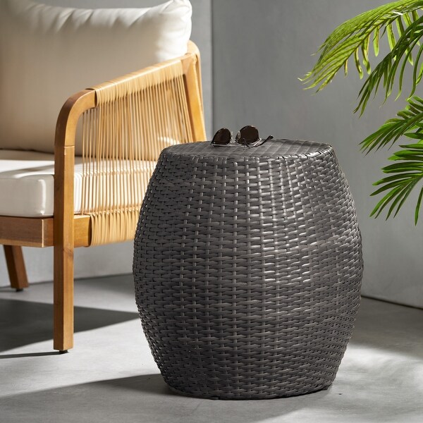 Canary Outdoor 14inch Wicker Side Table by Christopher Knight Home