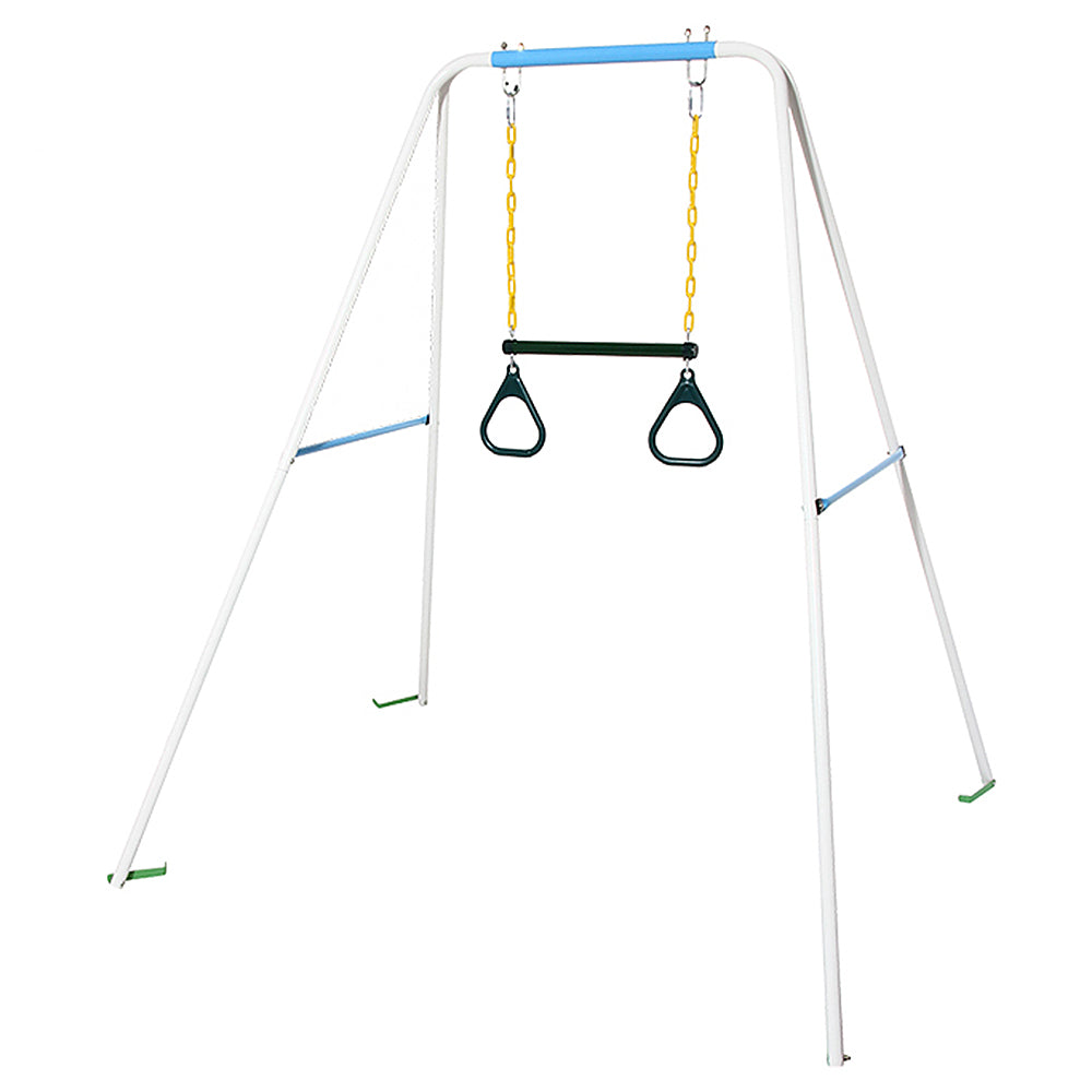 Lixada Trapeze Swing Bar and Rings Heavy Duty Playground Swing Set with 47'' Coated Chains and Carabiners