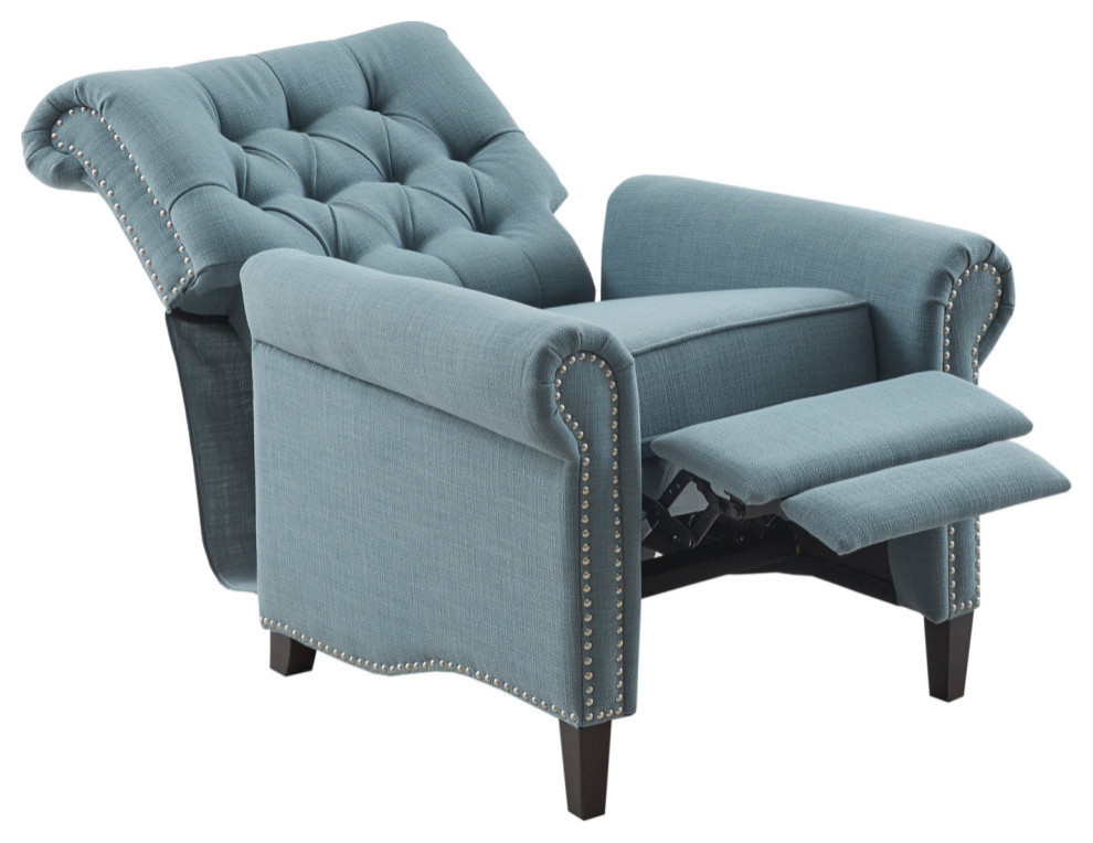 Aidan Rolled Back Push Back Recliner Accent Chair   Transitional   Recliner Chairs   by Olliix  Houzz