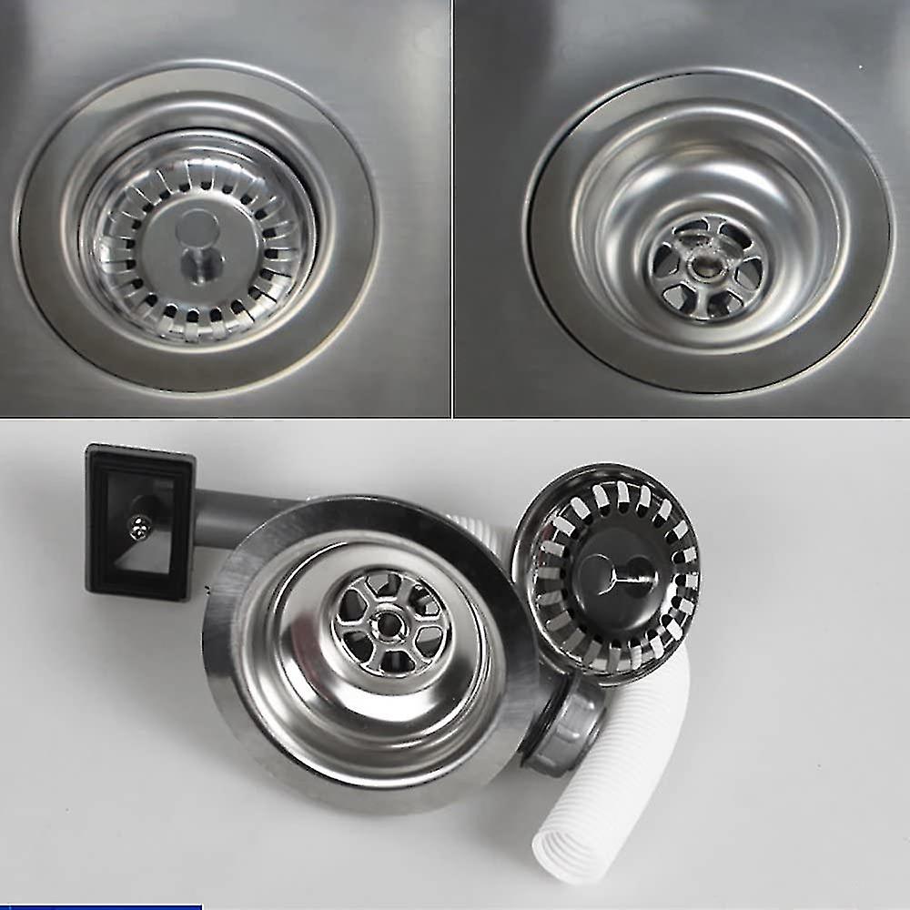 Sink Drain With Overflow Square Stainless Steel Basket 110 Mm 1