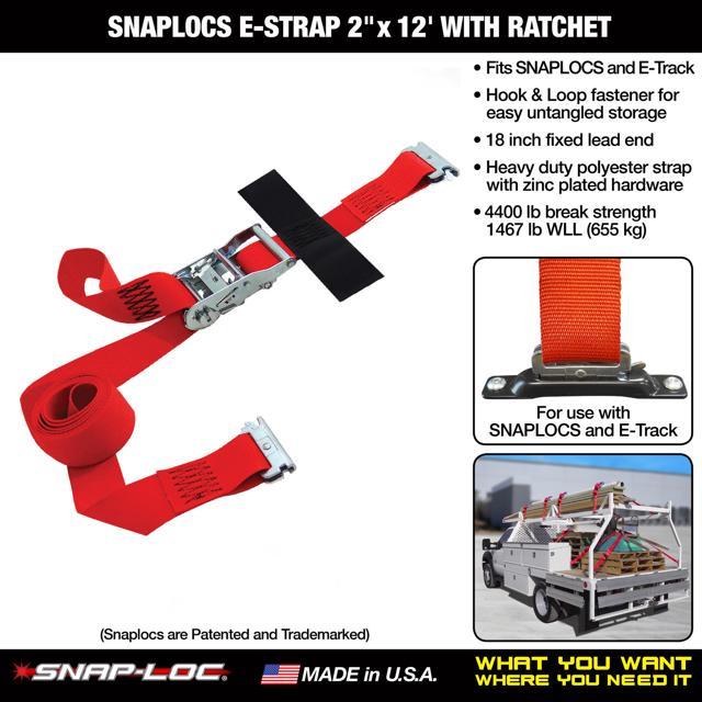 Snap-Loc SLTE212RR 2 in. x 12 ft. E-Strap Ratchet with Hook & Loop Storage Fastener