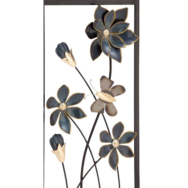 Traditional Metal Floral Wall Decor With Black Frame Set Of 2 Black Olivia amp May