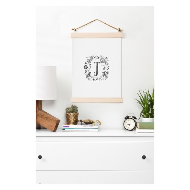 Wonder Forest Folky Forest Monogram Letter Art Print Unframed Wall Poster Gray Deny Designs