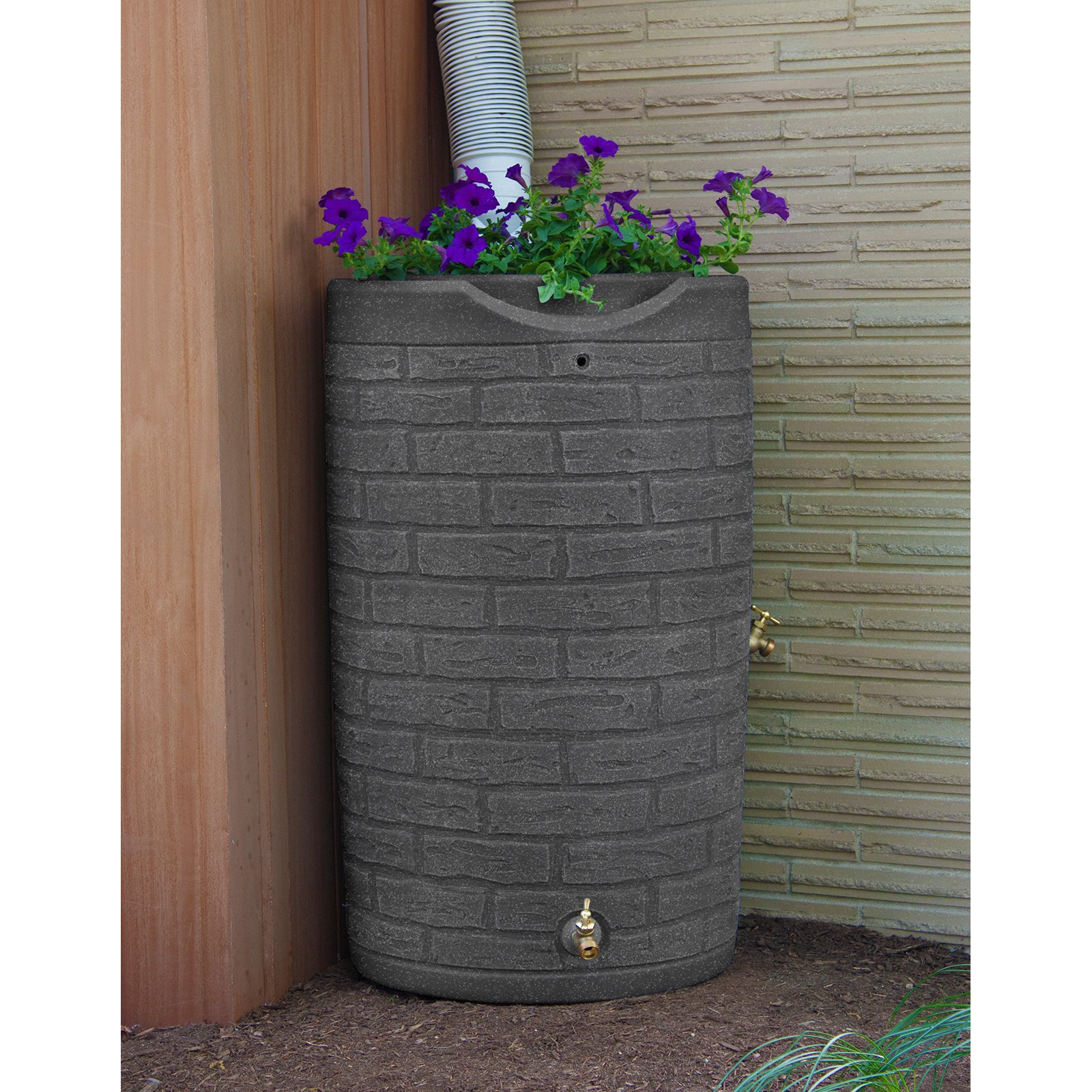 Good Ideas IMP-D50-DAR Impressions Downton Rain Saver Rain Barrel， 50 Gallon， Dark Granite