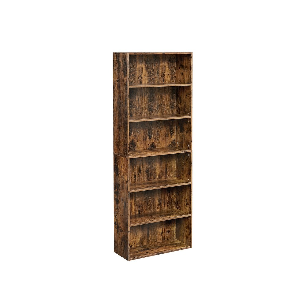 Bookshelf  Open Bookcase with Adjustable Storage Shelves  Floor Standing Unit  23.6”  Rustic Brown   23.6\