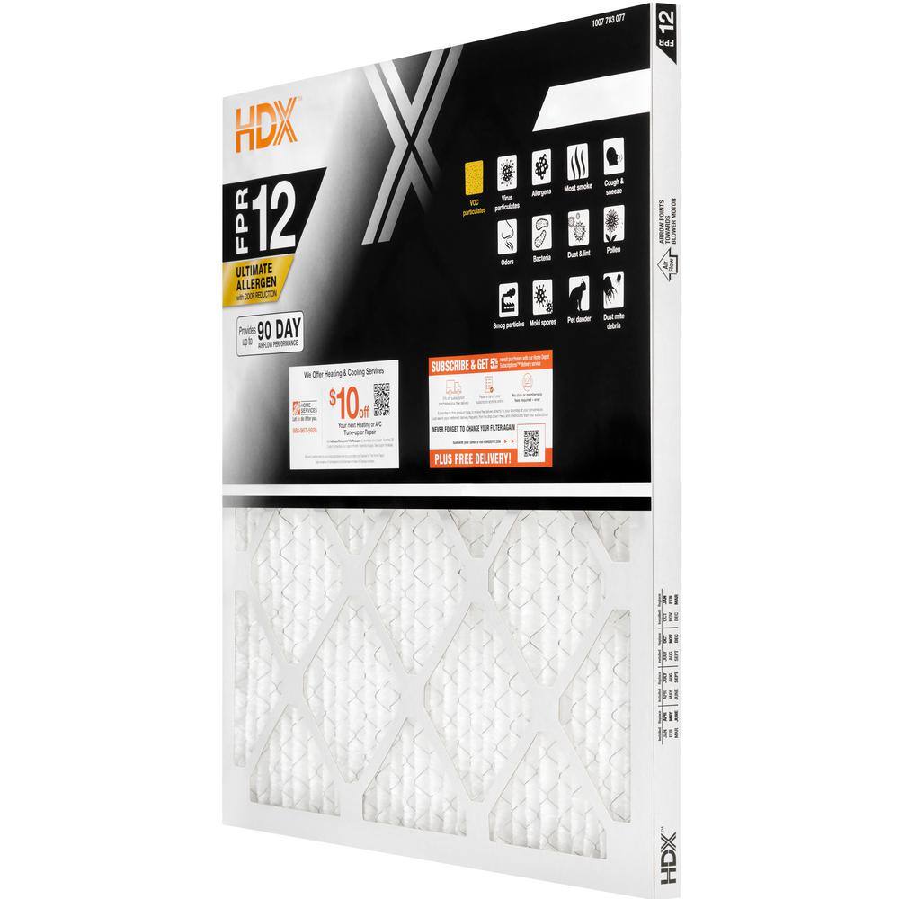 HDX 25 in. x 25 in. x 1 in. Elite Allergen Pleated Air Filter FPR 12 61201.012525