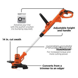 BLACK+DECKER 14 in. 6.5 Amp Corded Electric Single Line 2-In-1 String Trimmer  Lawn Edger with Push Button Line Feed BESTE620