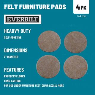 Everbilt 3 in. Beige Round Felt Heavy Duty Self-Adhesive Furniture Pads (4-Pack) 49928