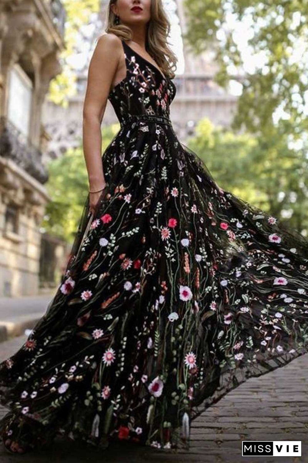 Deep V Neck Sexy Maxi Dress