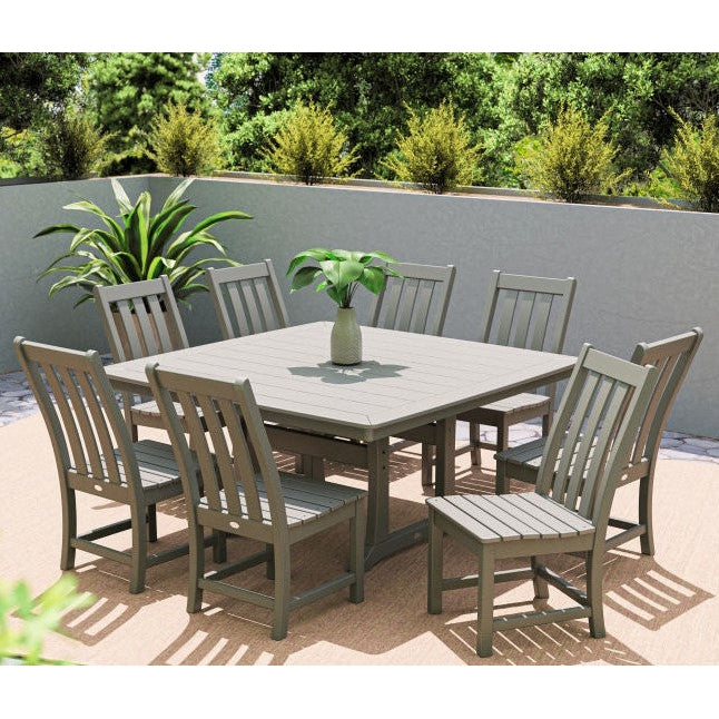 POLYWOOD Outdoor 9pc Dining Set -Farmhouse Trestle 59 Counter Height