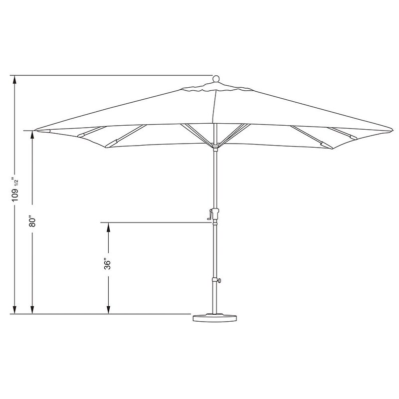 California Umbrella 8 X 11 Ft. Rectangular Aluminum Patio Umbrella W/ Crank Lift and Aluminum Ribs