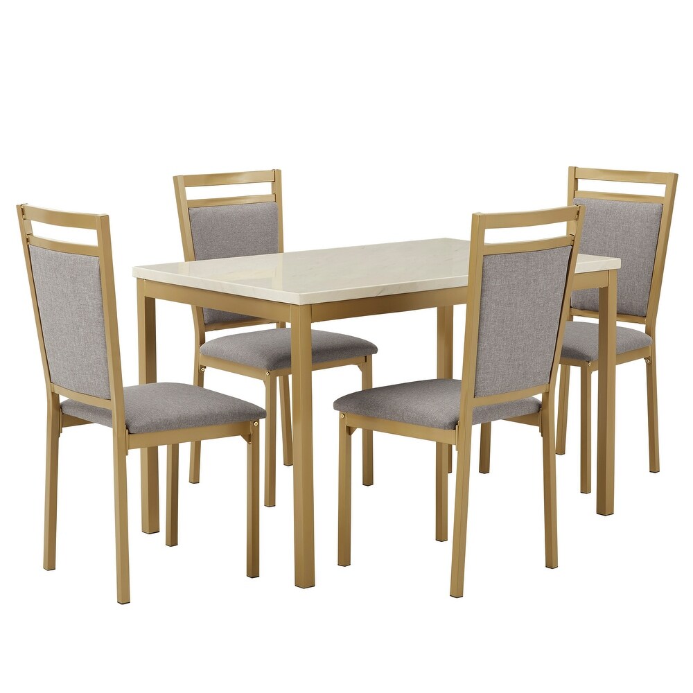 Darcy Faux Marble Top and Gold Dining Set by iNSPIRE Q Bold