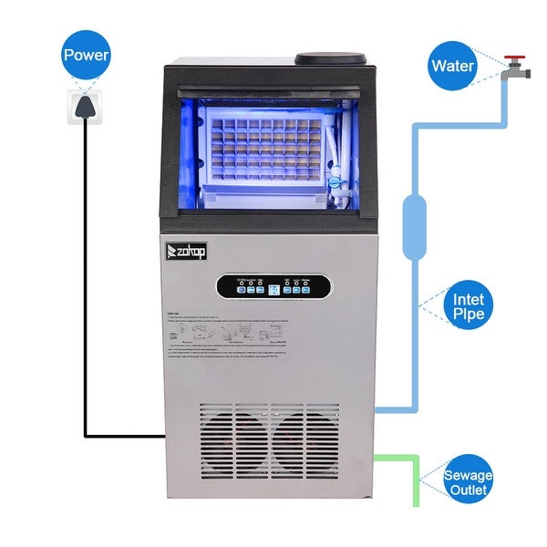 24h Stainless Steel Ice Maker with Transparent Frosted Lid and Display