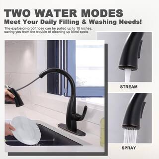 WOWOW Single Handle Gooseneck Pull Down Sprayer Kitchen Faucet with Deck Mount in Oil Rubbed Bronze 2311701RB