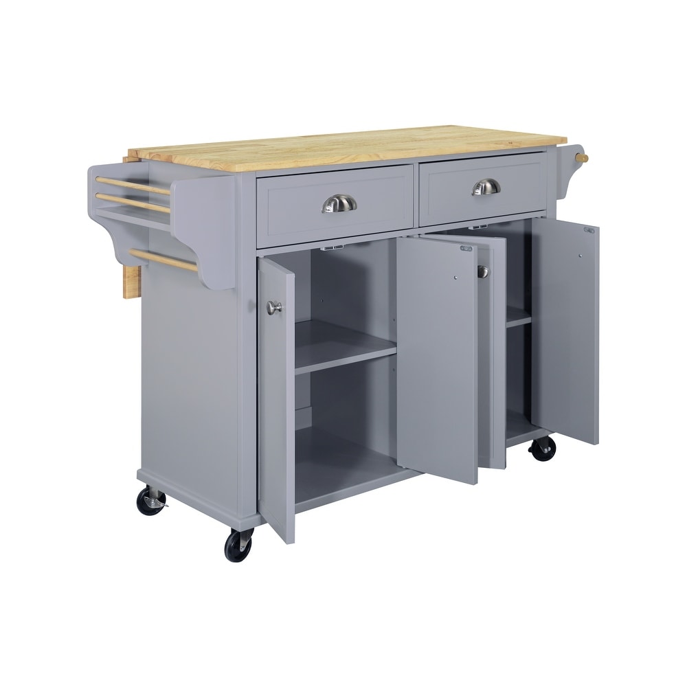 Rolling Kitchen Island Cart on Wheels w/ Drawers  Drop Leaf Breakfast Bar