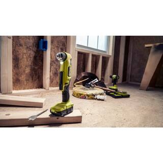 RYOBI ONE+ HP 18V Brushless Cordless Compact 14 in. Impact Driver and 38 in. Right Angle Drill with (2) Batteries Charger PSBID01K-PSBRA02B