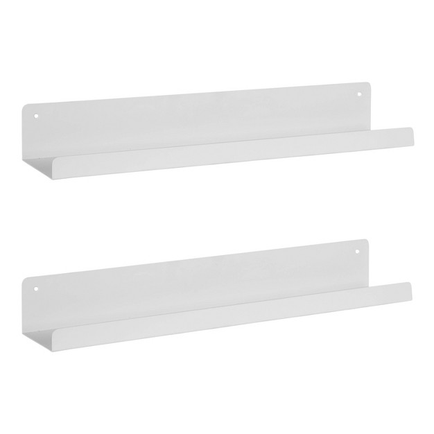 X 3 quot Mezzo Modern Metal Ledge Shelf Set White Kate amp Laurel All Things Decor