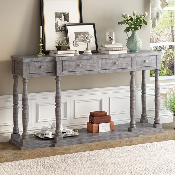 Console Table for Hallway Living Room with 4 Drawers and 1 Shelf