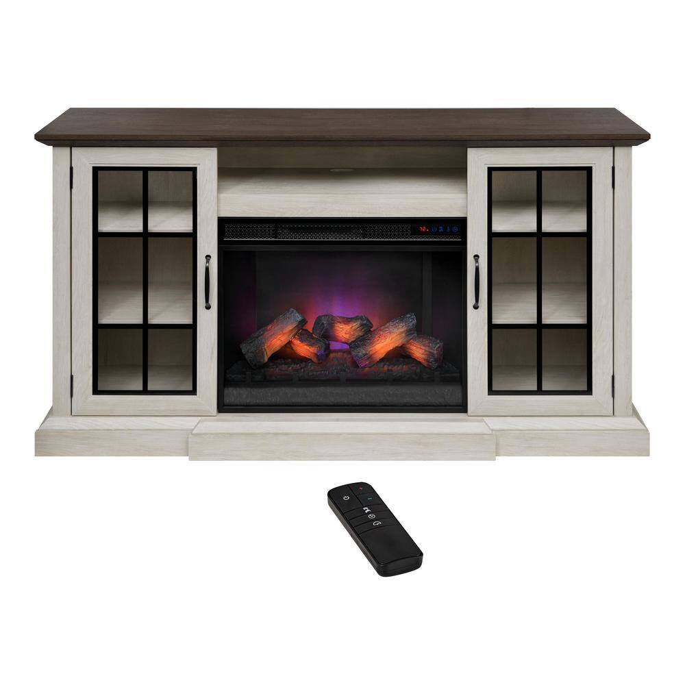 StyleWell Vinegate 67.75 in. W Freestanding Media Mantel Electric Fireplace TV Stand in Fairfax Oak 149032