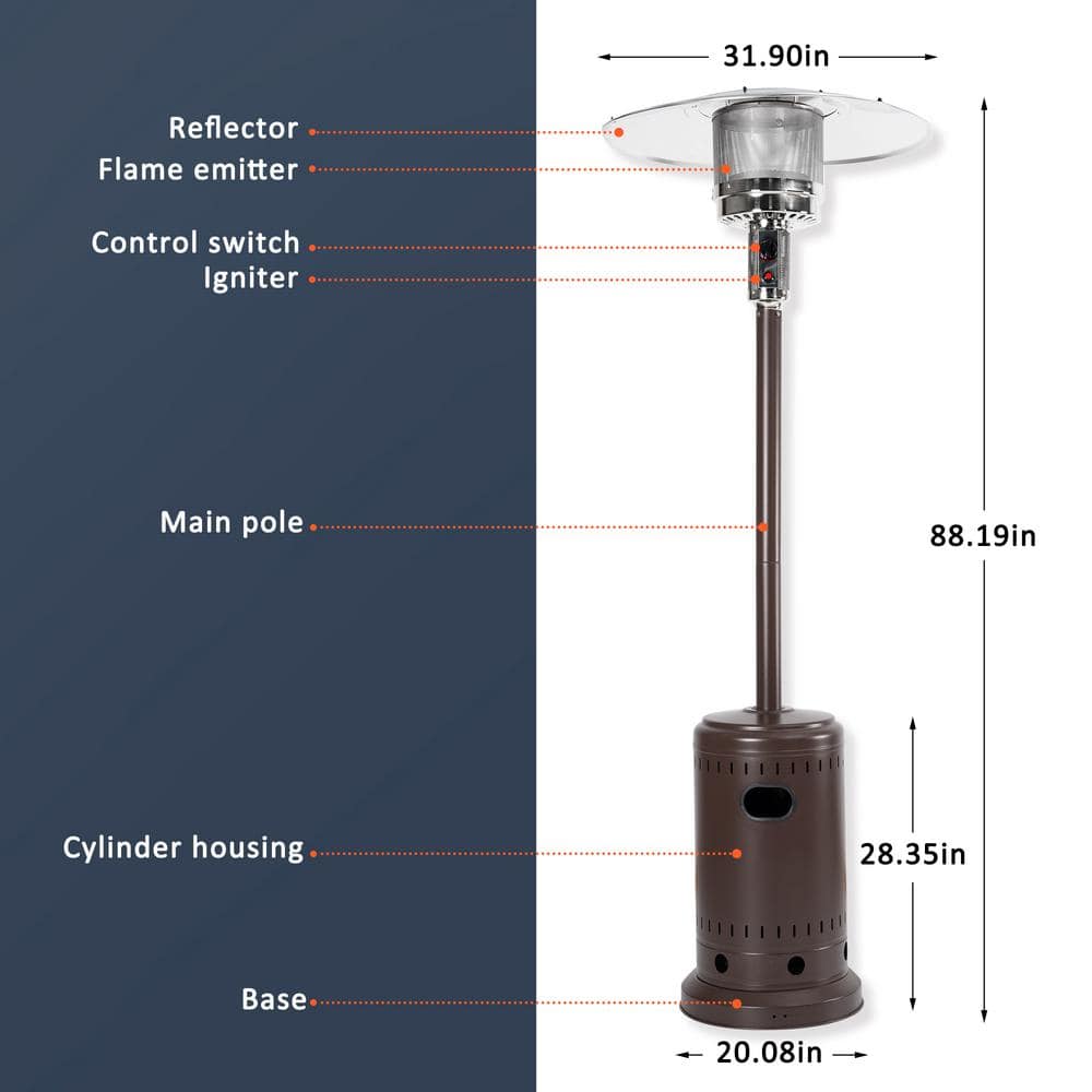 PamaPic 46000 BTU Commercial Propane Bronze Outdoor Heater with Cover PH-LZ-WH1