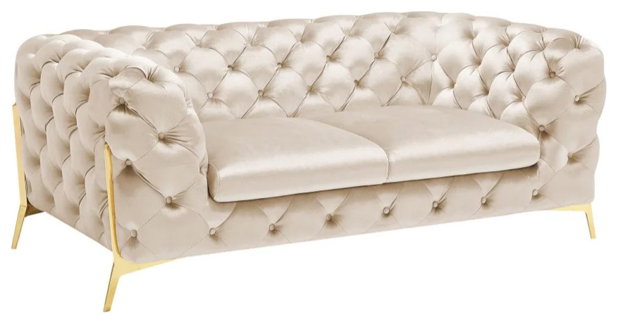 Jack Transitional Light Beige Fabric Loveseat   Midcentury   Loveseats   by V.S.D Furniture  Houzz