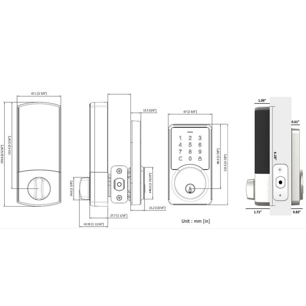 Defiant Square Satin Nickel Smart Wi-Fi Deadbolt Powered by Hubspace HSGC9X2D01AJ