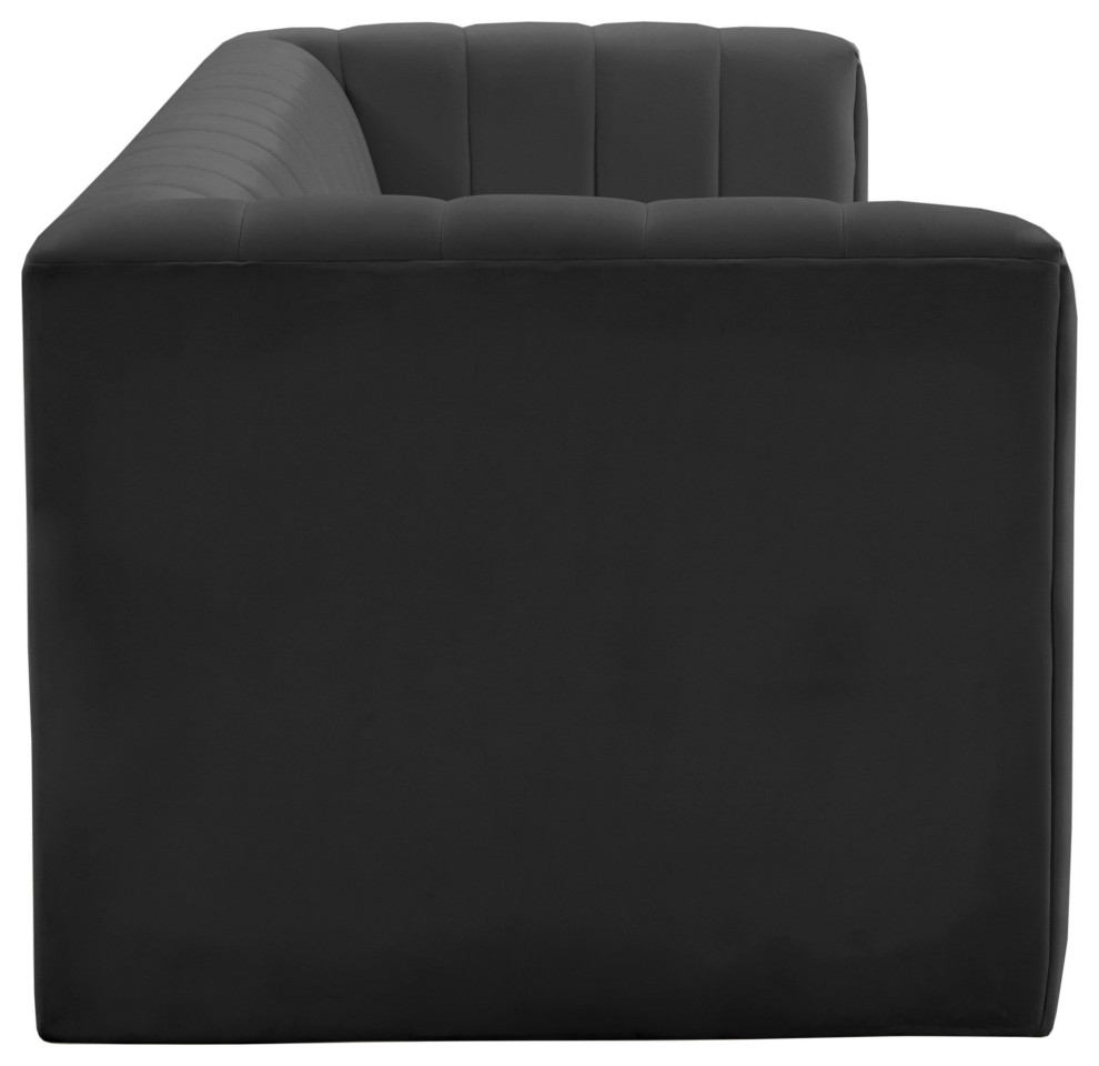 Norah Black Velvet Sofa   Black   Contemporary   Sofas   by Homesquare  Houzz