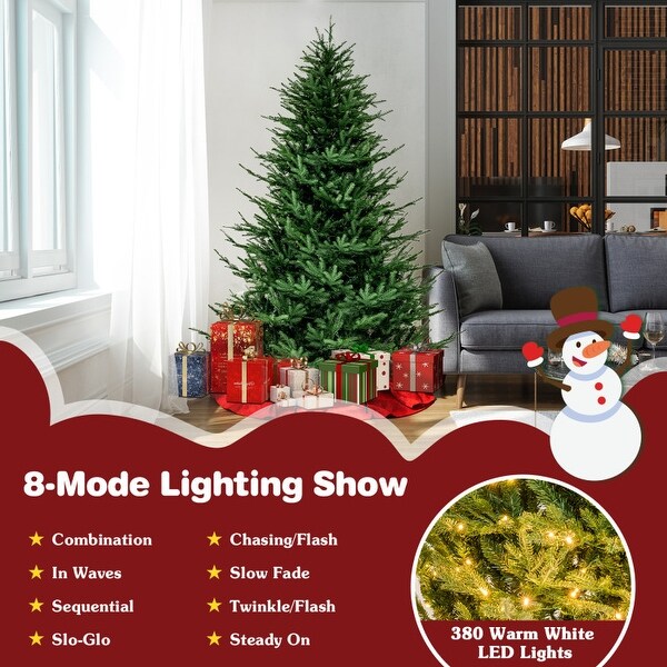 Prelit Christmas Tree with 280 Warm White LED Lights and 8 Lighting Modes