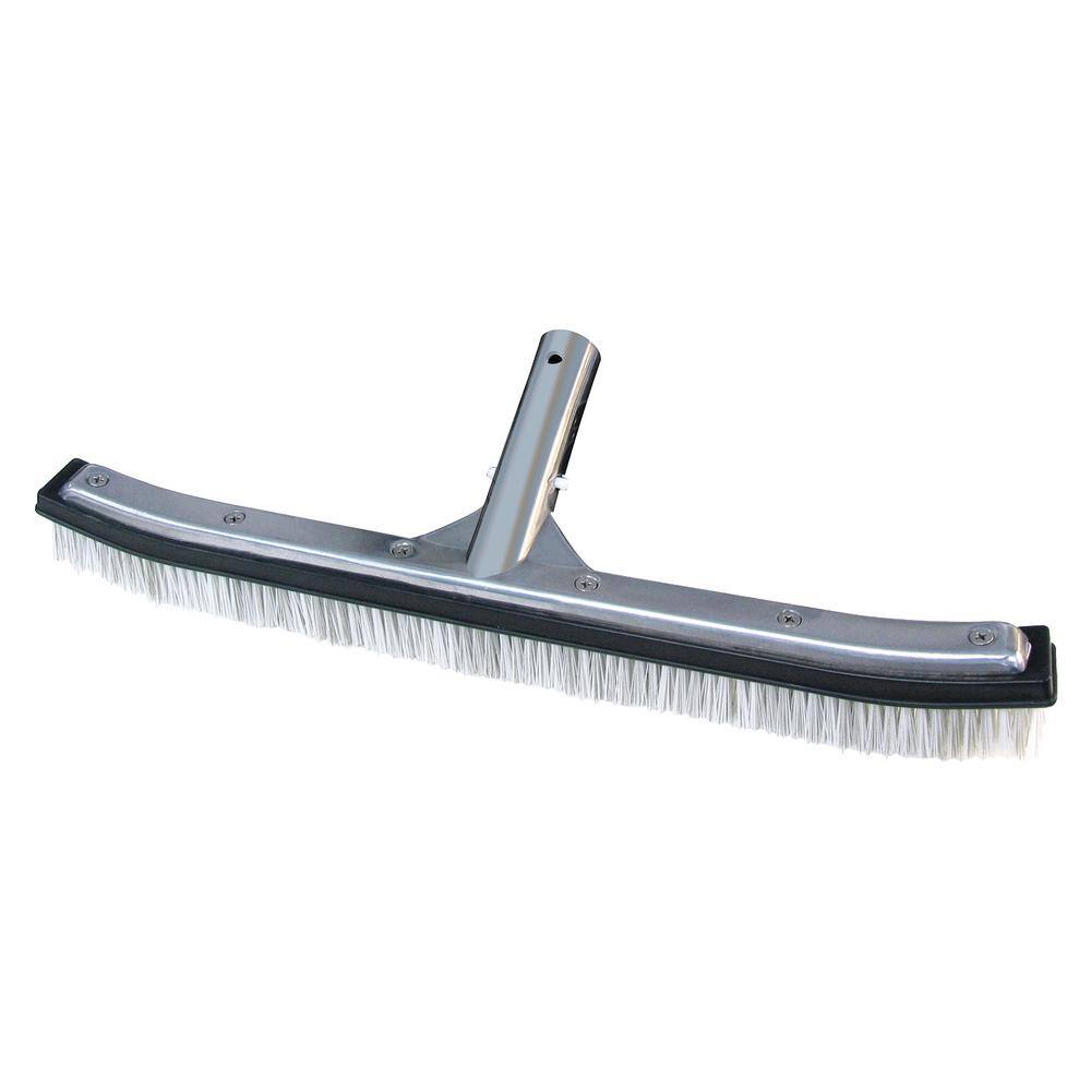 HDX 18 in. Swimming Pool  Spa Brush with Deluxe Nylon and Stainless Steel Combination Bristles and Aluminum Back 60173