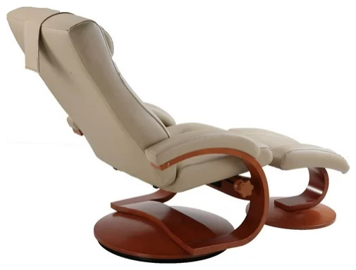 Modern Recliner Chair  Grain Leather Upholstered Seat With Ottoman  Cobblestone   Modern   Recliner Chairs   by Declusia  Houzz