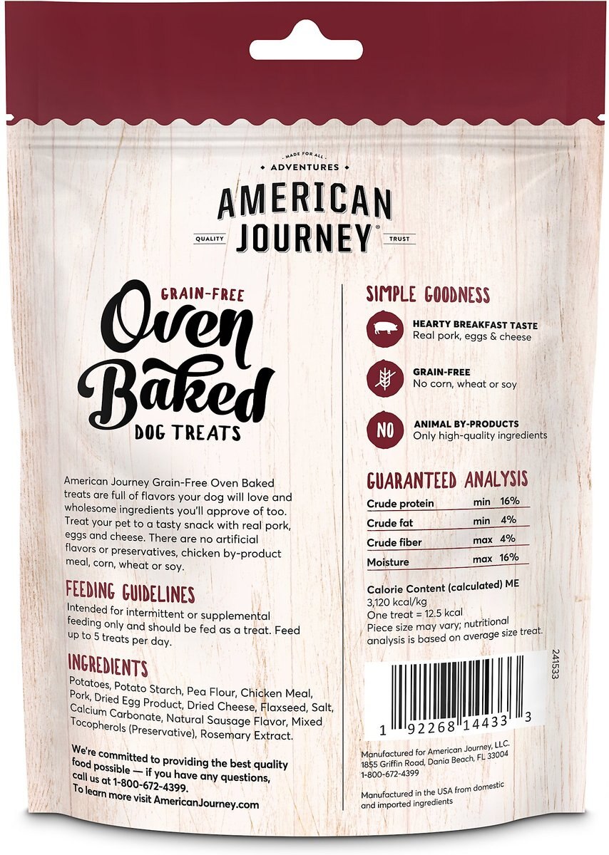 American Journey Sausage， Egg and Cheese Flavor Grain-Free Oven Baked Crunchy Biscuit Dog Treats