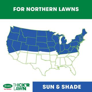 Scotts Turf Builder 40 lbs. 4000 sq. ft. THICK'R LAWN Grass Seed Fertilizer and Soil Improver for Sun  Shade 30158-1