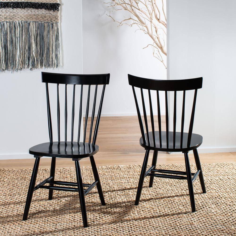 SAFAVIEH Riley Black Wood Dining Chair (Set of 2) AMH8500B-SET2