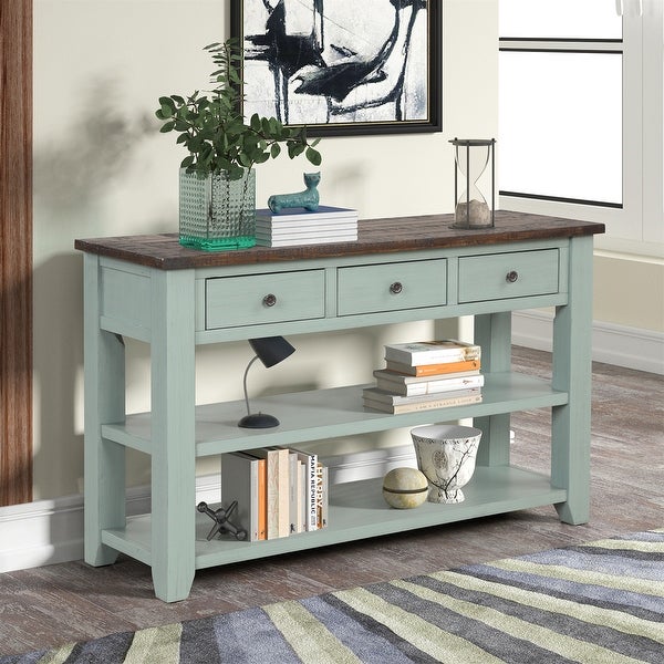 Side Table Console Table， Sofa Side Table with 3 Drawers and 2 Shelves