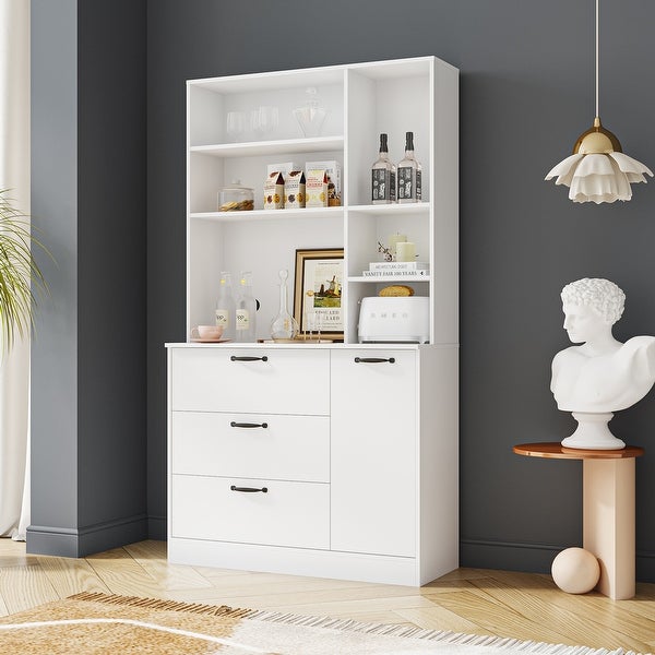 White Large Sideboard Buffet Kitchen Pantry Cabinet for Home Office