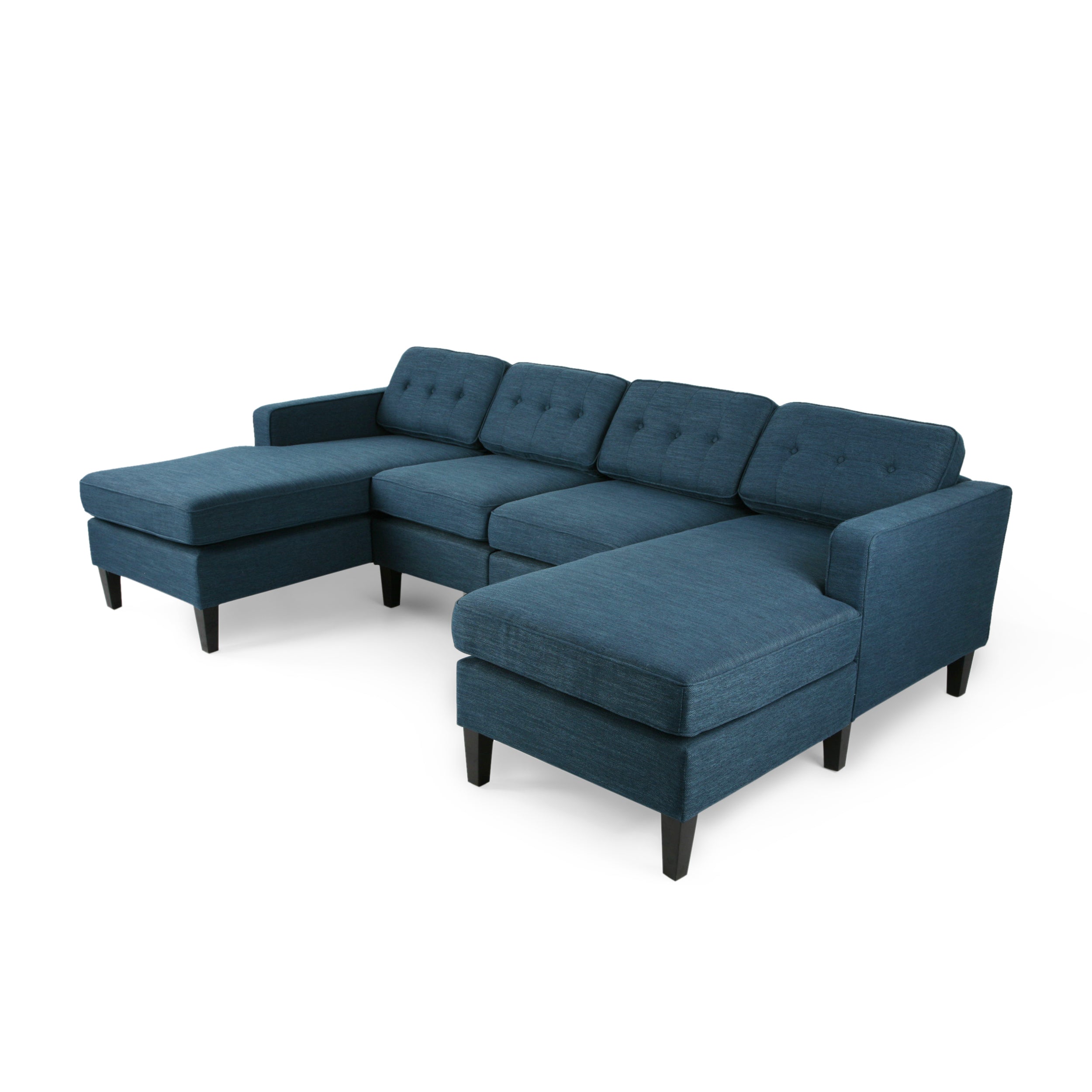 Grace Contemporary Fabric Chaise Sectional with Button Accents