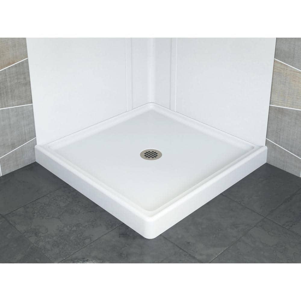 Delta Foundations 32 in L x 32 in W Corner Shower Pan Base with Center Drain in White