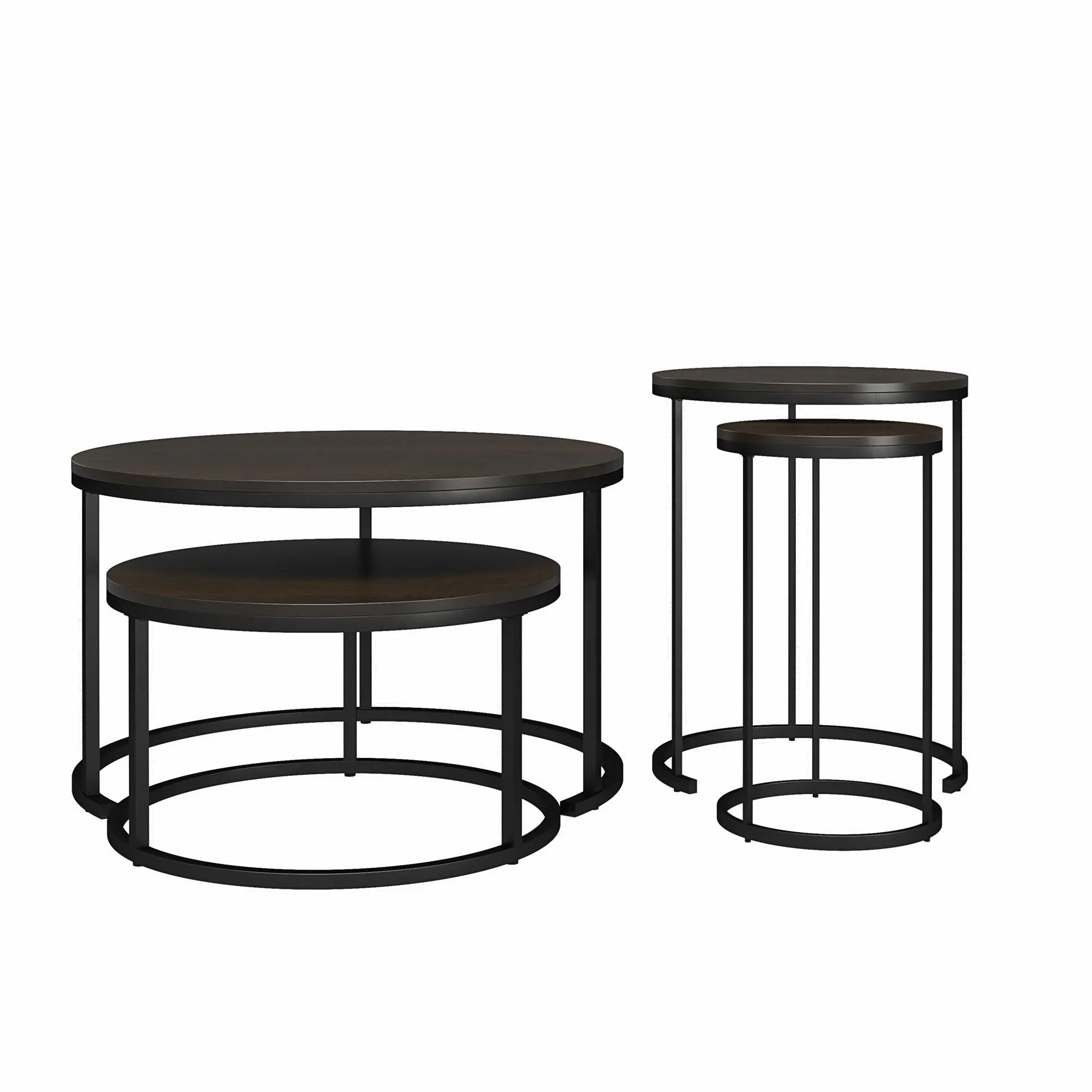 Camdale Espresso 4-Piece Nesting Coffee and End Table Bundle