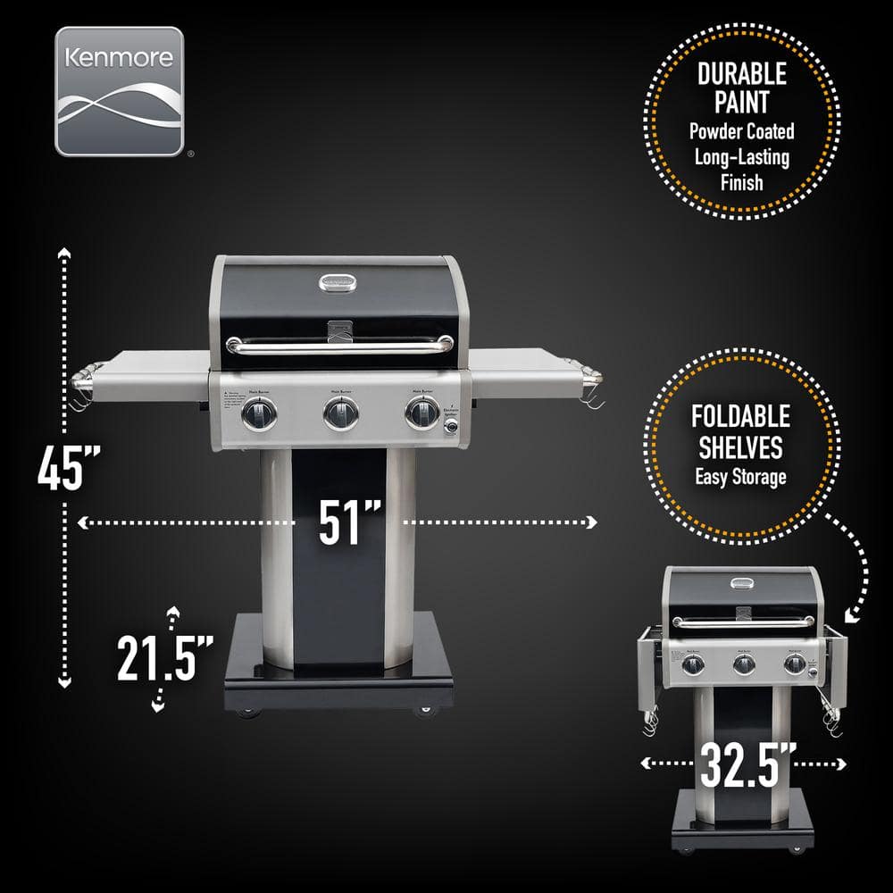 KENMORE 3Burner Pedestal Grill in Black