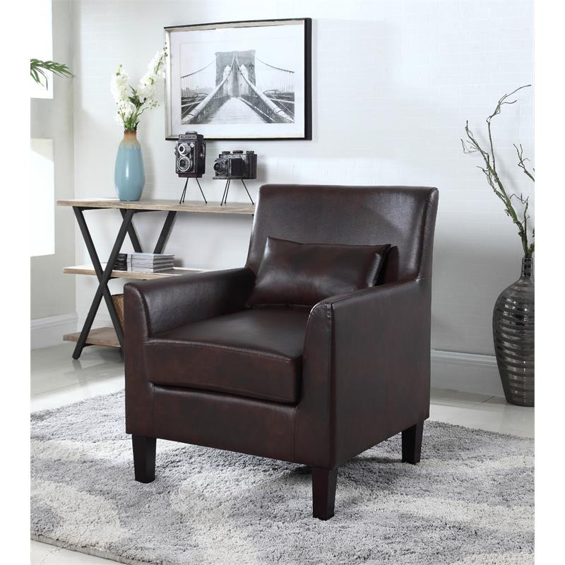 Best Master Cassidy Faux Leather Living Room Accent Arm Chair in Espresso   Transitional   Armchairs And Accent Chairs   by Homesquare  Houzz