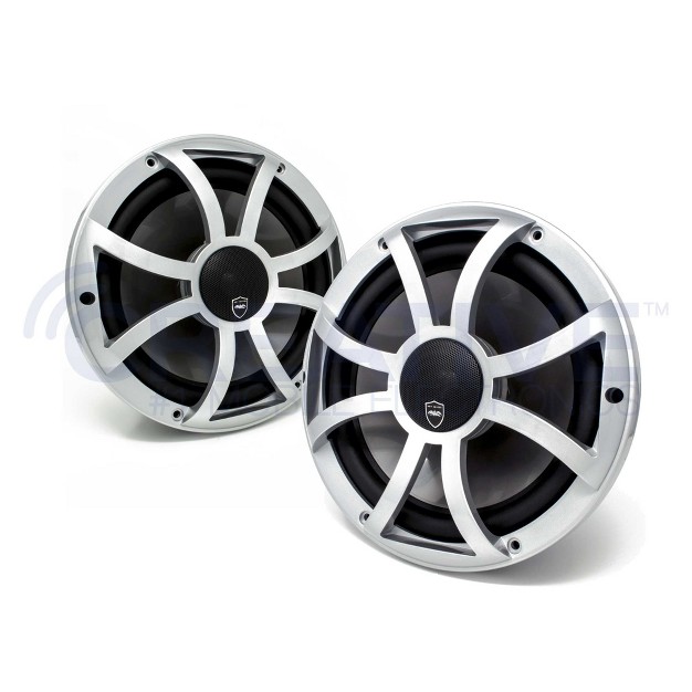 Wet Sounds Revo 10cx Xs s Silver Xs Grill 10 Inch Marine High Performance Led Coaxial Speakers pair