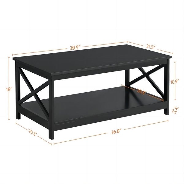 Coffee Table End Table with Storage Shelf，Black