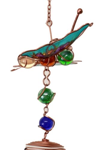 Stained Glass Flitting Butterfly Copper Metal Wind Chime 23