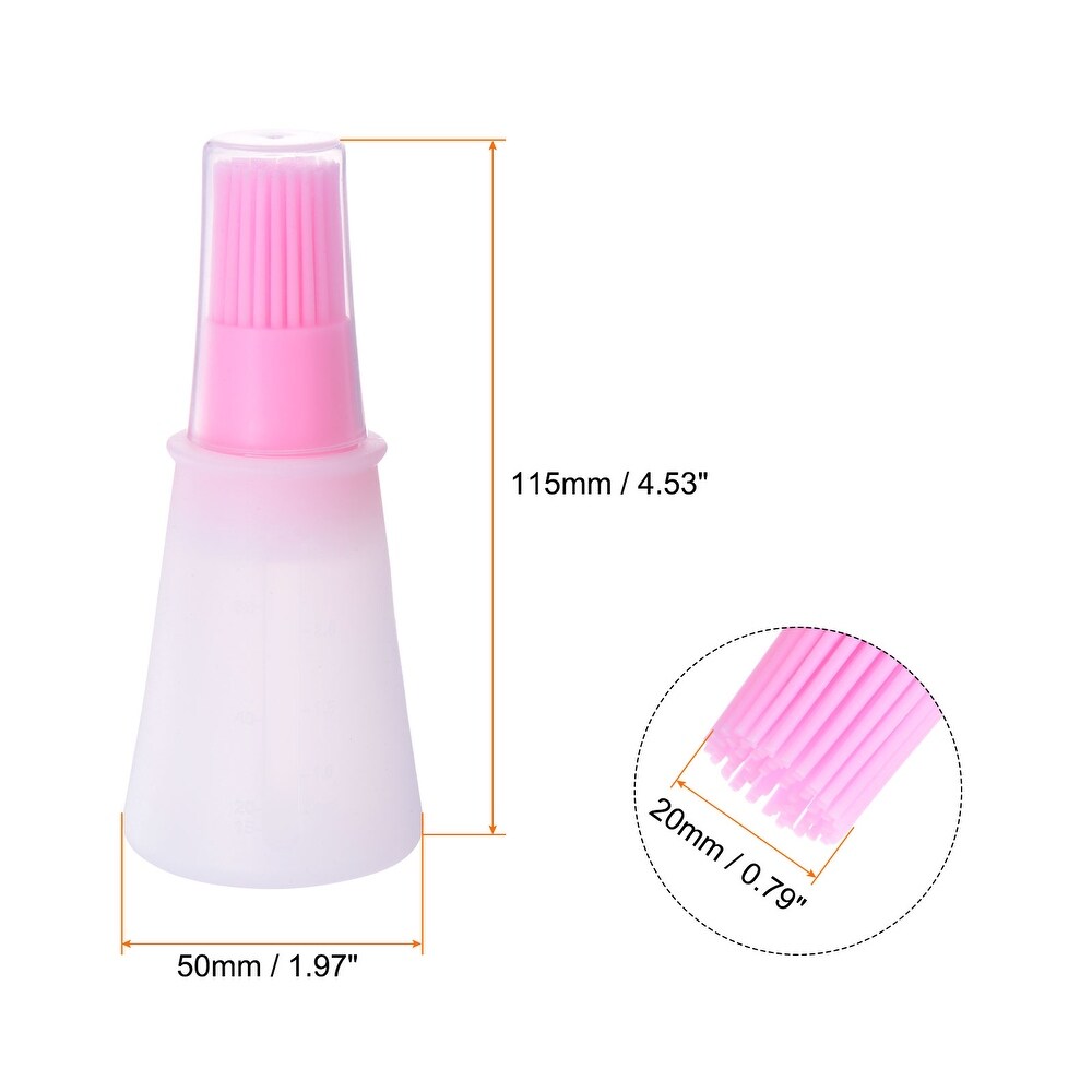 Silicone Pressing Bottle Oil Brush with Cap for Barbecue Cooking Baking  Pink