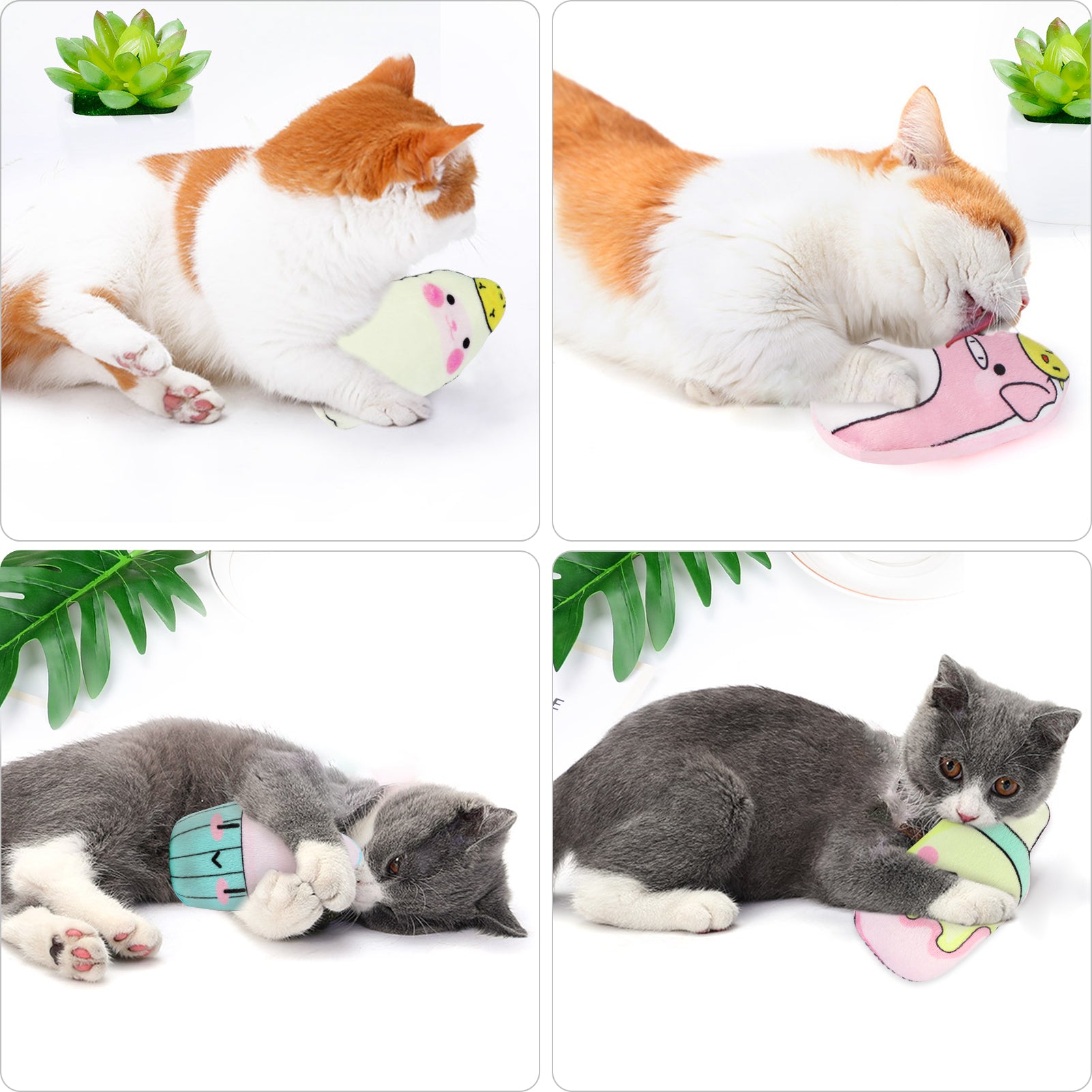 Legendog 5Pcs Cat Catnip Toys Pillows Cat Chew Toy with Adorable Animal Face Kitty Teething Toys for Indoor Cats