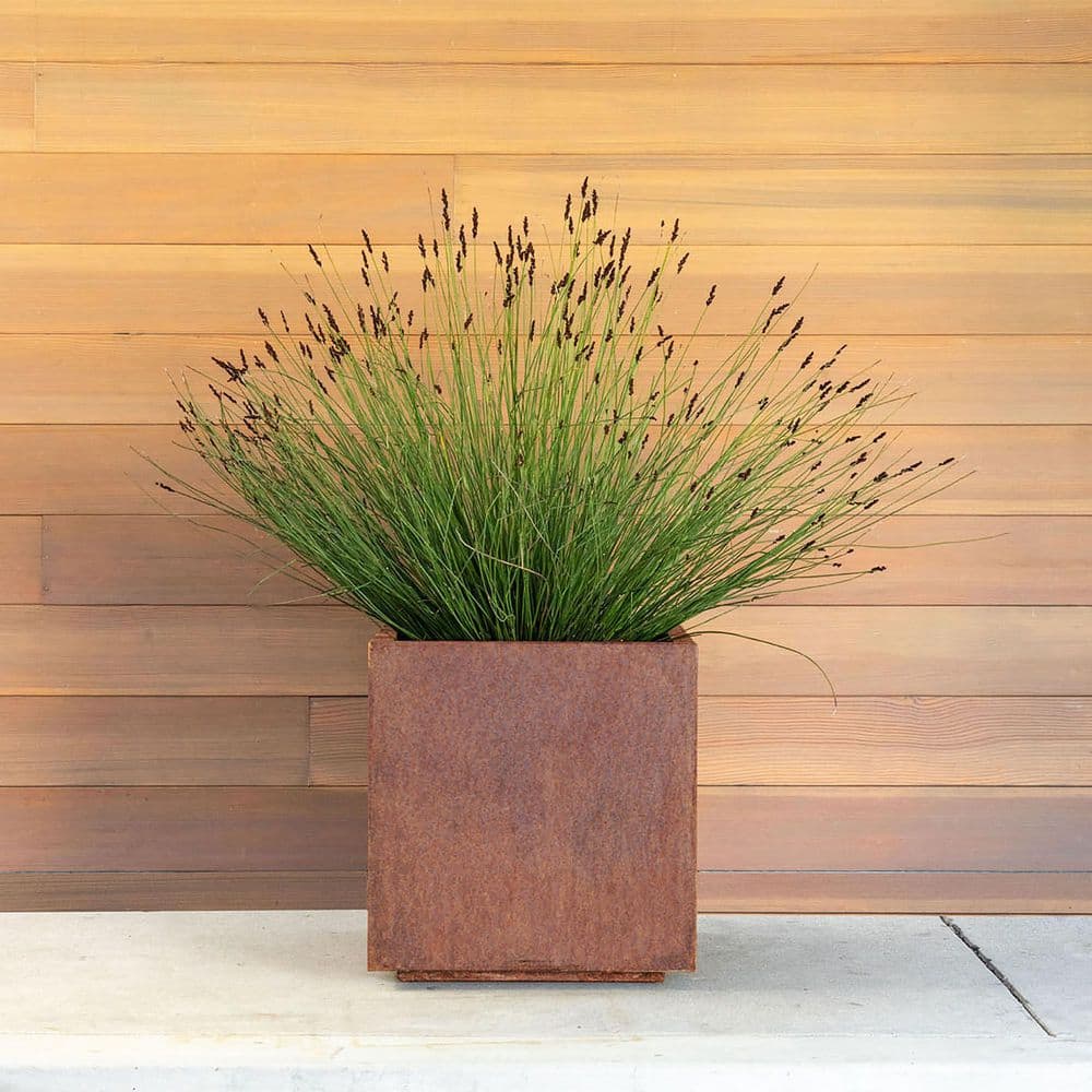 Veradek Rust Corten Cube Medium Steel Metal Square Planter CUVMEDCS