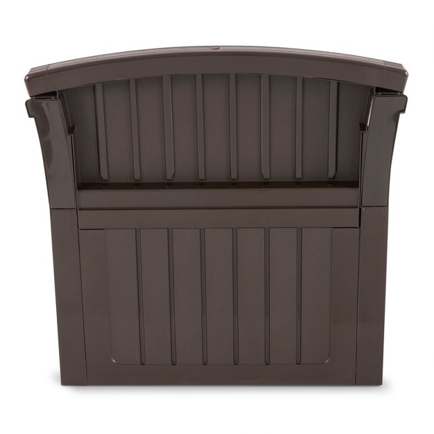 Suncast 31 Gallon Patio Seat Outdoor Storage And Bench Chair Java 2 Pack