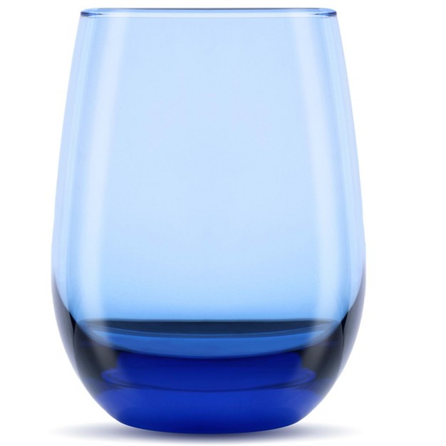 Libbey Classic Blue All purpose Stemless Wine Glasses 15 25 ounce Set Of 6