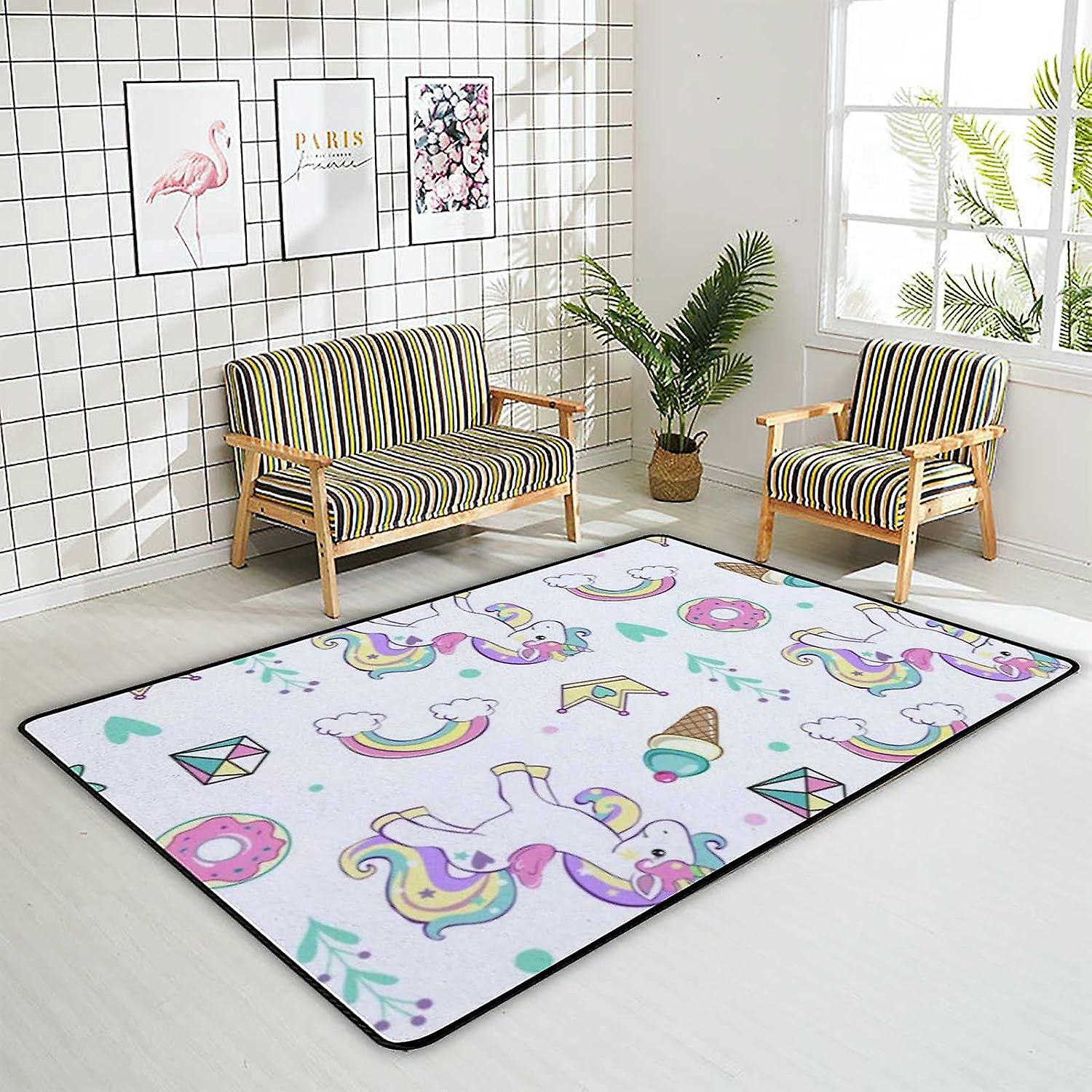 Soft Area Rugs Cute Sleeping Foxes Clouds And Stars Floor Carpet Mat For Kids Playing Room Hardwood Floor Living Room 60x39in